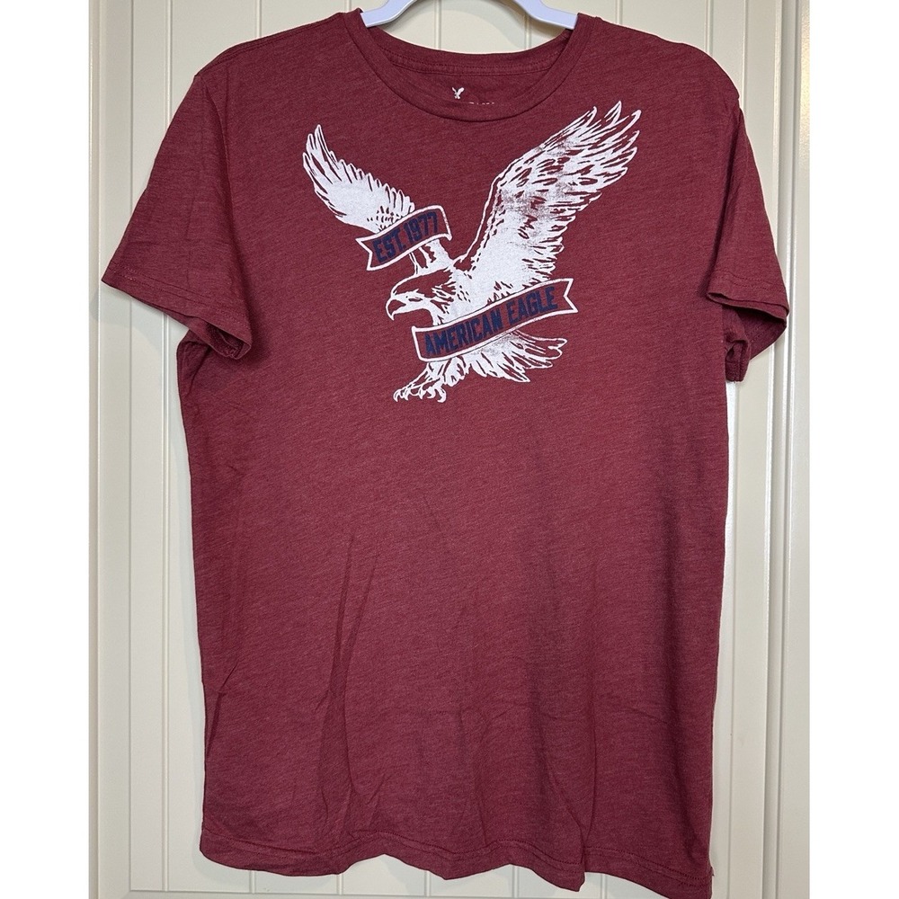 American Eagle red short sleeve graphic print logo t-shirt sz M